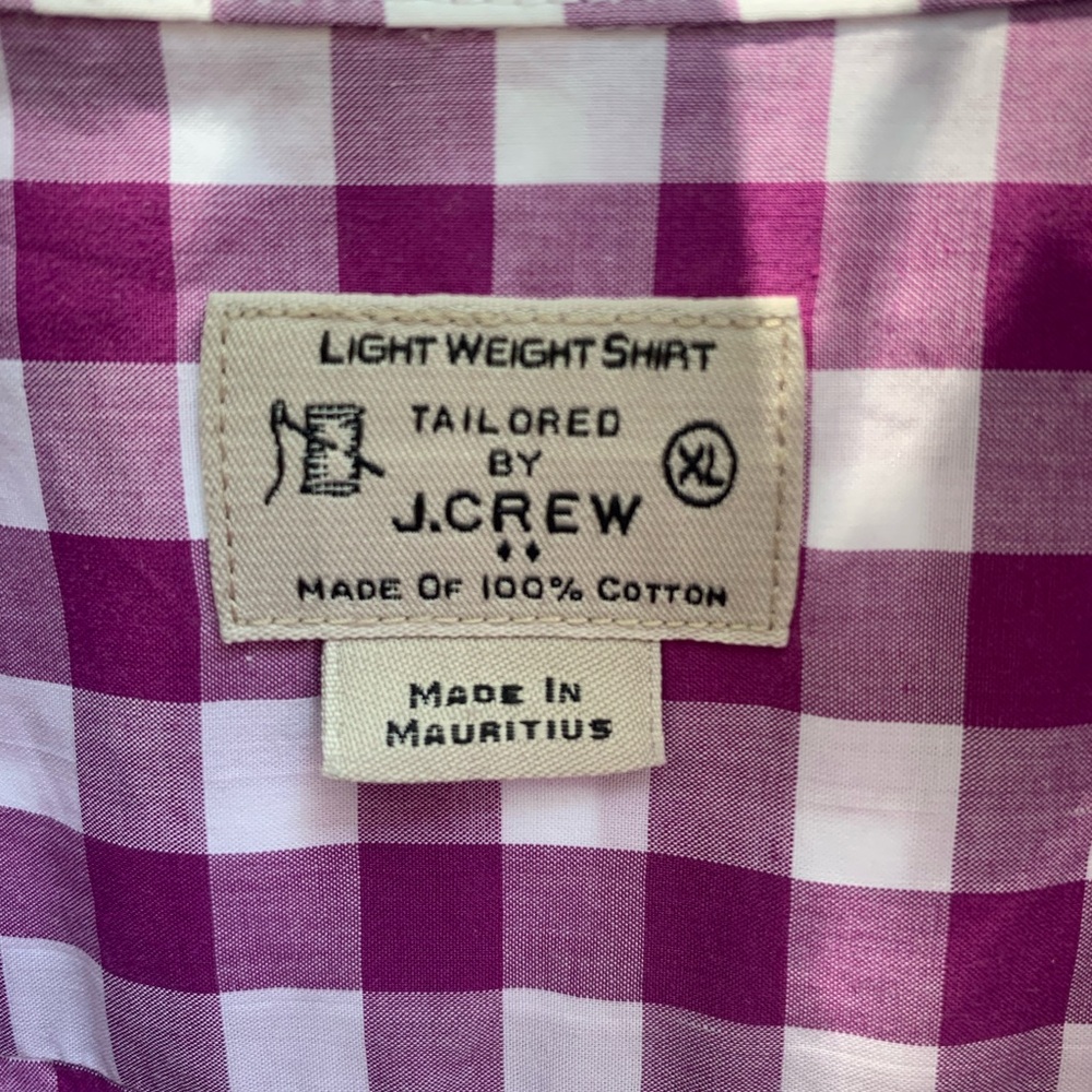 JCrew Ruffled Purple White Checked Button Up Shirt - Picture 5 of 6